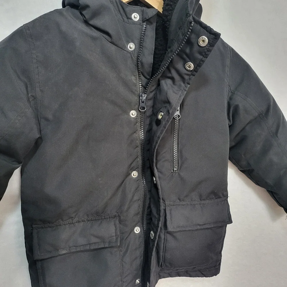 Old Navy Kids Black Water Resistant‎ Hooded Parka Jacket XS 5 Fur Trim